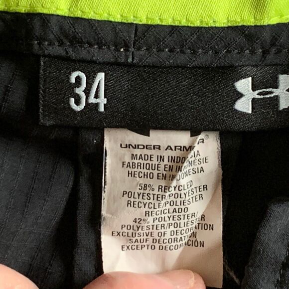Under Armour Black Golf Shorts Men 34 Multi Snap Pockets Polyester - Picture 10 of 14